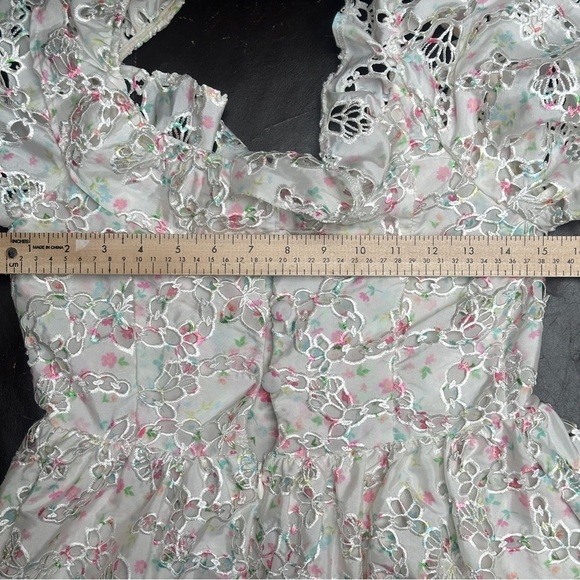For Love & Lemons Magnolia Mini Dress White Multi Size Small - Picture 12 of 15